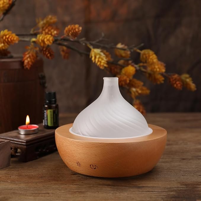 Essential Oil Aroma Diffuser - Electric Wood Glass Ultrasonic Fragrance Aromatherapy Scent Water Humidifier for Home Bedroom, Luxury Smart Therapy Nebulizing Aromas Difusor para Casa