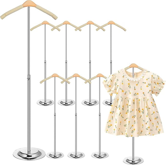 Huaerle 8 Pcs T Shirt Display Stand for Child Adjustable Clothes Rack Display Flexible Shoulder Stand Portable Clothes Hanger Clothing Hanging Rack for Garment Coat Retail Vendor, Height 16-27.9In