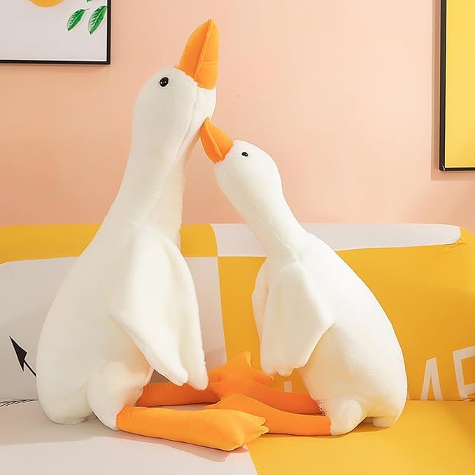 Goose Stuffed Animal Plush Toy Cute White Duck Stuffed Plush Super Soft Furry Swan Hugging Pillow Plushies for Home Decor