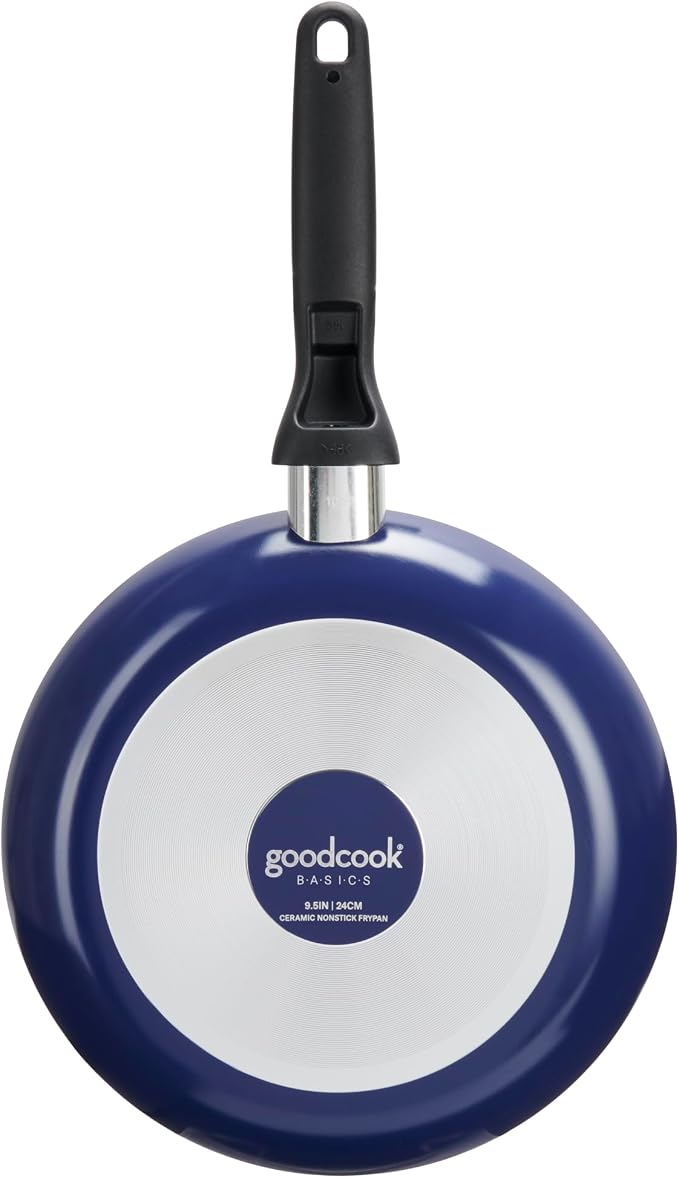 GoodCook Basics Fry Pan Ceramic Nonstick Aluminum Construction for Even Heating Non-Toxic PTFE & PFOA Free, 9.5-Inch, Blue