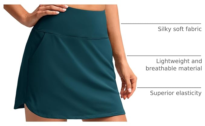 16'' Skorts for Women with 4 Pockets Athletic Tennis Golf Skirt | Built-in Shorts, High Waisted, Stretchy, A Line, Casual, Pickleball, Skort