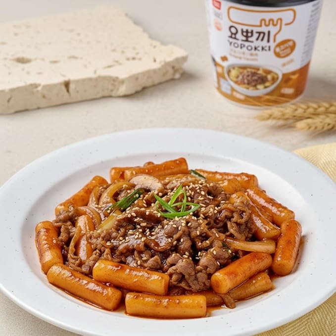 Yopokki Instant Tteokbokki Rice Cakes Korean, Bulgogi Topokki Cup - Great with Cheese and Ramen Toppings, Korean Snacks for College Dorm, Korean Street Food Quick & Easy to Prepare, Pack of 2