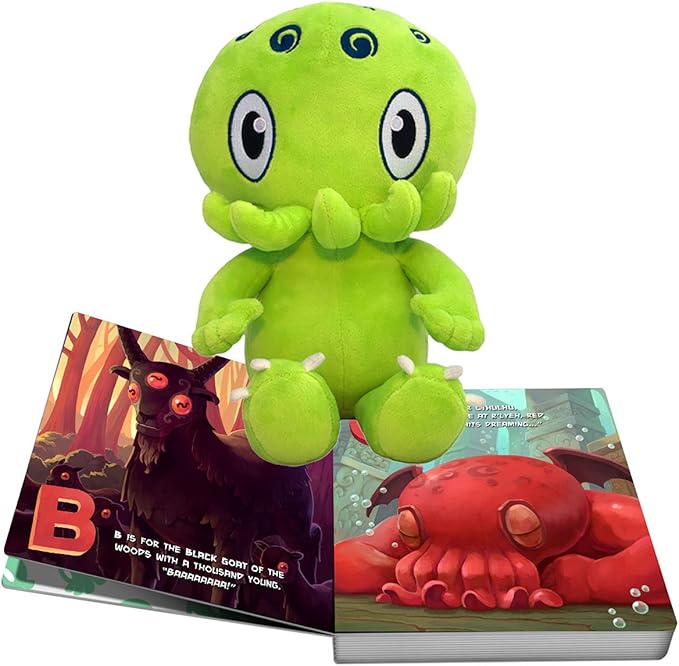 C is for Cthulhu Board Book & Green Plush Bundle (Baby Plush, 6 inches)