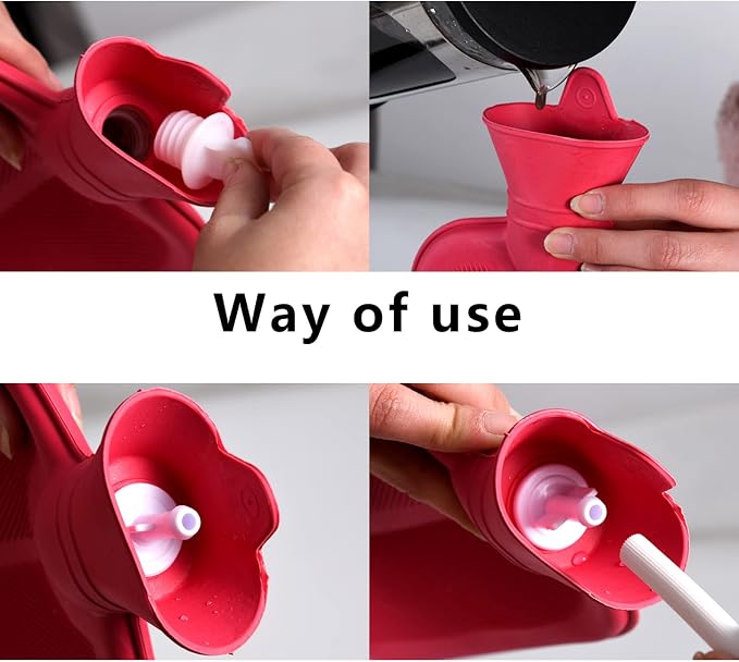 2 L Enema Bag Home Enema Kit with 3 Enema Tips,60 inch Long Silicone Hose, Controlable Water Flow Valve, Hot-Water Bottle for Colon Cleansing Enemas for Women/Men（Red）