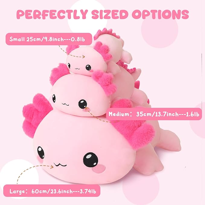 Weighted Stuffed Animals, 3.74 lbs Axoltol Stuffed Animal with Weighted Beads, Cute Plush Toy Pillow Gifts for Adults Kids Boys Girls