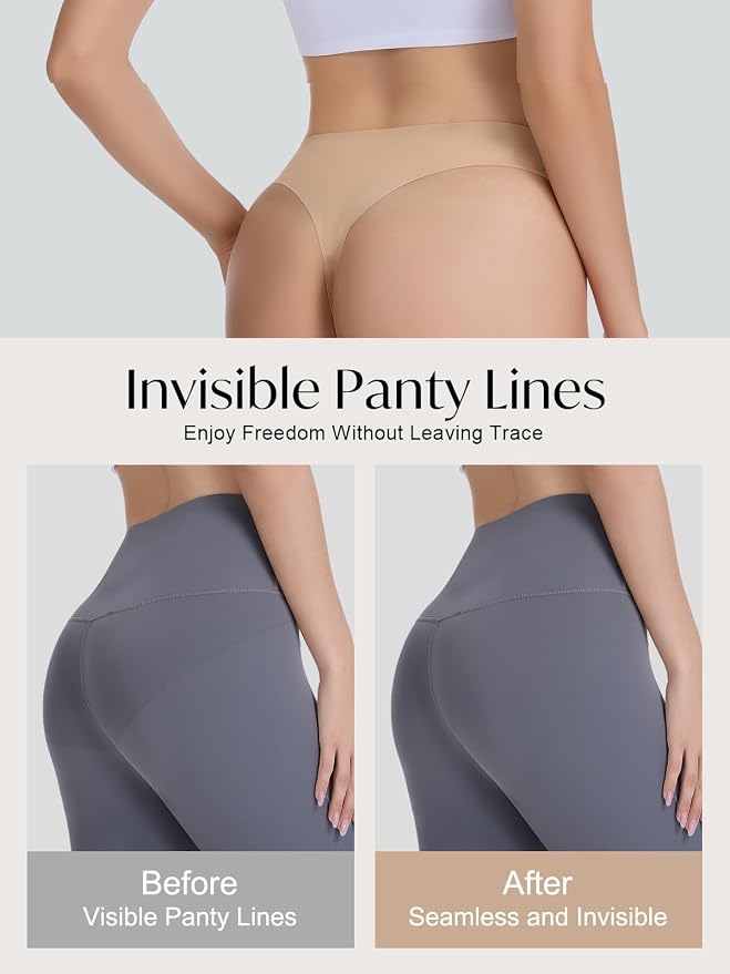Seamless Camel Toe Thongs for Women Invisible Cameltoe Thong Panty Liners No Show Workout G-Strings Underwear
