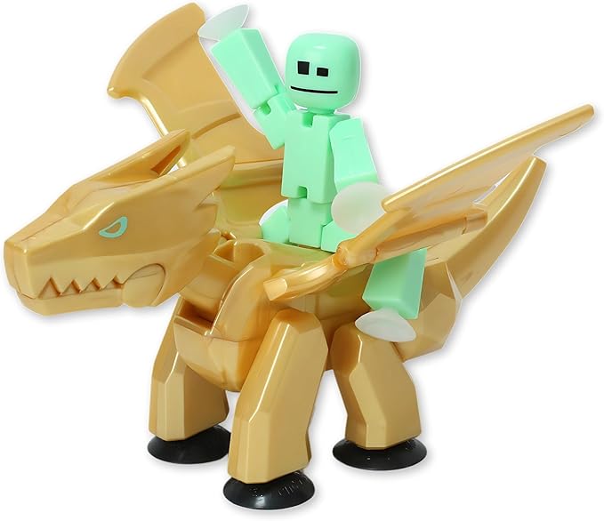 Zing StikBot & Mega Monster Stop-Motion Animation Pack – Exclusive Mint Green StikBot + Gold Scorch Figure, Creative Toy for Kids Age 4+