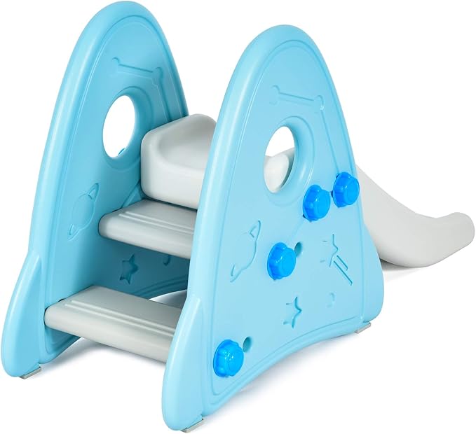 BABY JOY Kids Slide, Freestanding Baby Mini Play Climber Slide Set for Indoor Outdoors Use, Children Toy Playset with Non-Slip Widened Pedals, Suitable for 6 Month - 8 Years Baby Toddler (Blue)