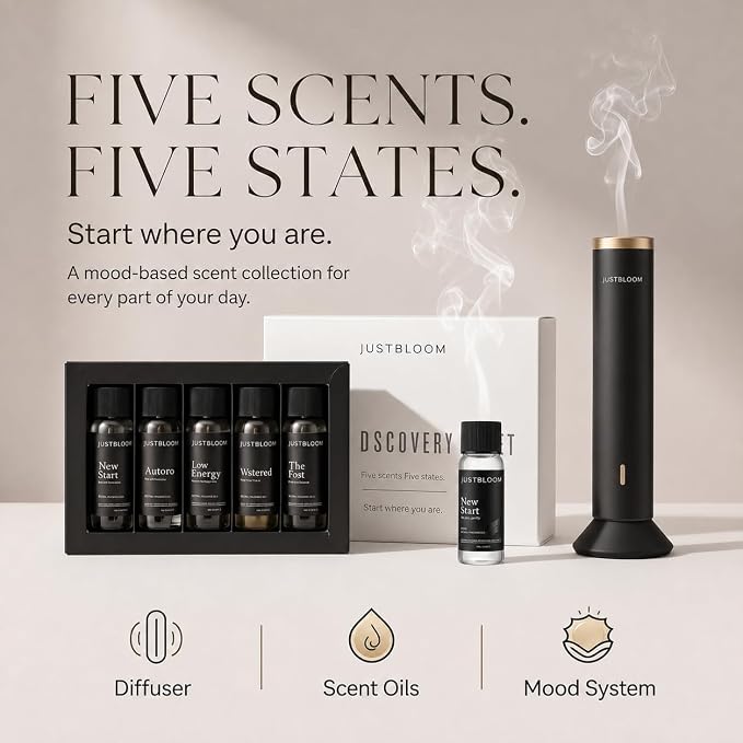 Hotel Oil Diffuser Essential Oils Set: 5-Pack Aromatherapy Oil Gift Set for Home Diffusers, Relaxing Fragrance Collection for Sleep, Office & All Seasons (Five Scent, Fiver Stas)