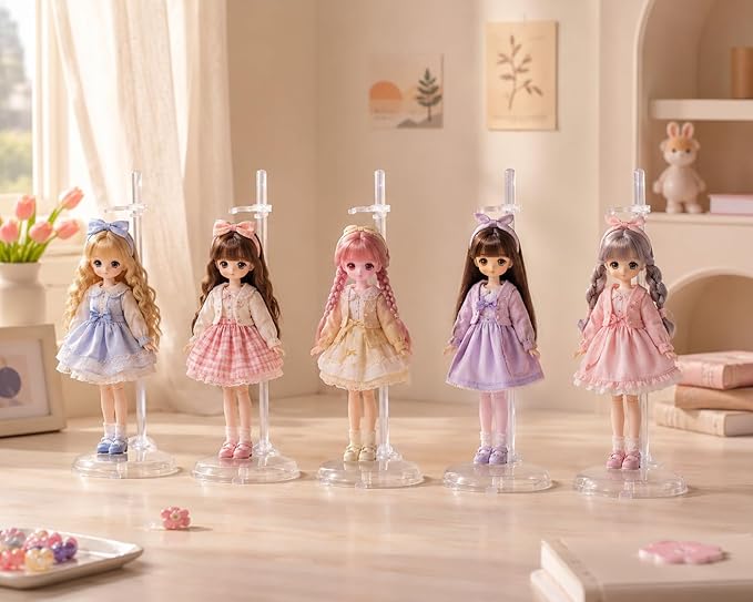 QINGZHE 22Pcs Adjustable Doll Stands, Plastic Doll Display Holders, Clear Action Figure Stand, Toy Dolls Accessories, Transparent Display Stand Support for 11 to 13 Inch Tall Dolls