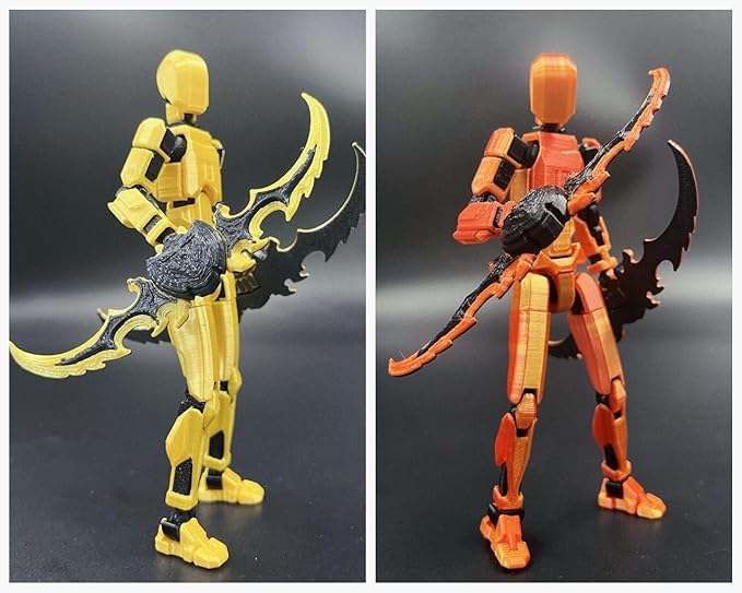 T13 Dummy Action Figure Set (Assembly Completed), 3D Printed Multi-Jointed Movable Titan 13 Lucky 13 Mobile Robot, Nova 13 Action Figures Desktop Decorations for Game Lovers Toy (Gold Pink