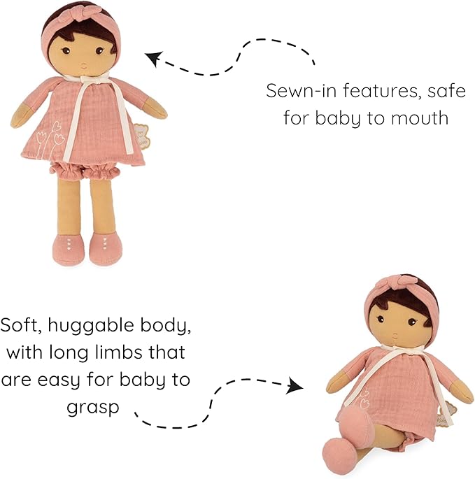 Kaloo - Tendresse - My First Fabric Doll Amadine (Large) - Cuddling with Plush Figure Toys - Forever Friend for Children - Encourages Imaginative Play - Machine Washable Convenience