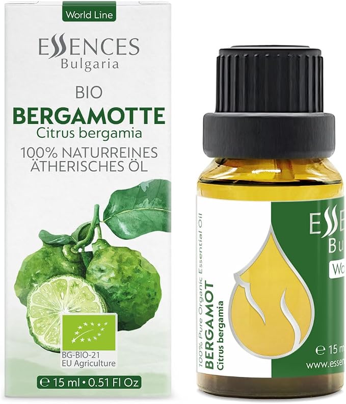 Essences Bulgaria Organic Bergamot Essential Oil 0.51 Fl Oz 15ml Citrus bergamia - 100% Pure and Natural Undiluted Therapeutic Grade Home Aromatherapy Diffuser Oil Massage Soap and Candle Making