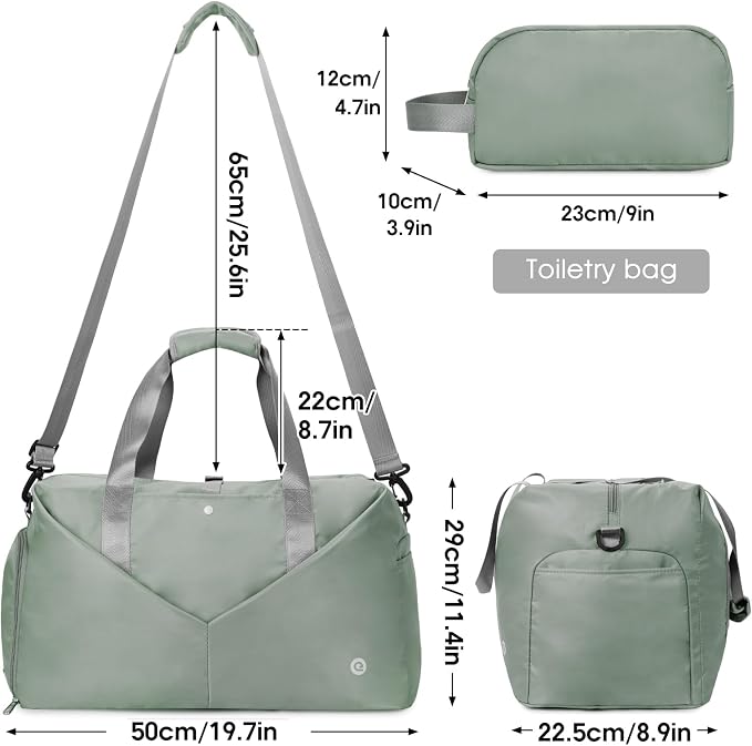 Ceneda 20" Gym Bag for Women with Wet Pocket & Shoe Compartment, Lightweight Duffel Waterproof Carry On Duffle for Travel, Yoga, Overnight (Dark Grey)