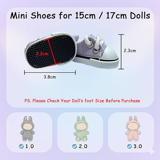 3pcs Doll Accessories Set for 17cm Doll Included Headphones, Canvas Shoes and Mini Gradient-Lens Glasses, Trendy Dress Up Accessories for 6.7 Inches 1st/2nd/3rd Gen Figures (Headphone Set - Purple)