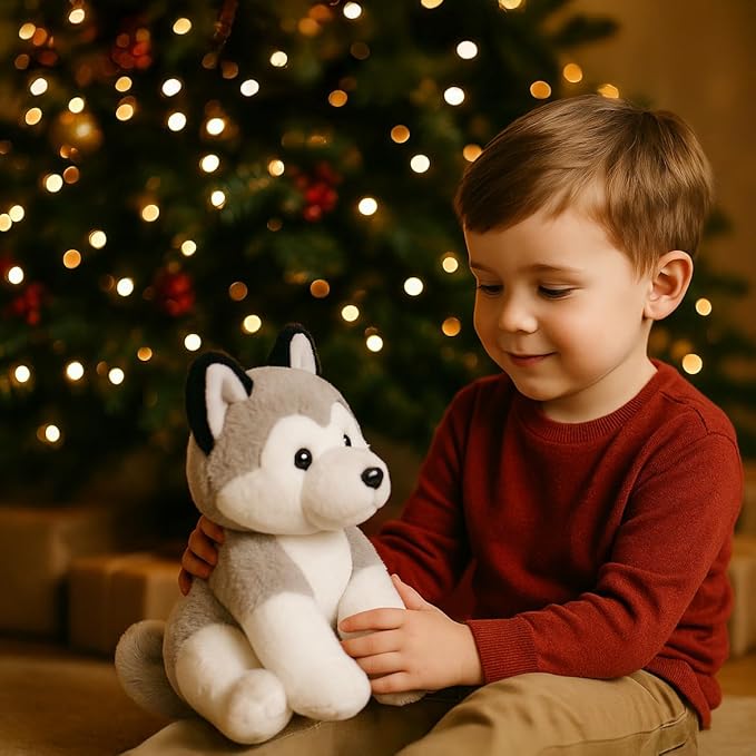 Siberian Husky Stuffed Animals, Soft Puppy Stuffed Dogs Plush Toy for Kids, Girls, Boys, Baby, Birthday, Bedtime Gift, 12 inches