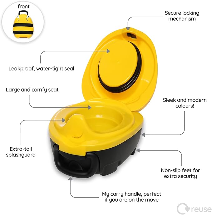 My Carry Potty - Bumble Bee Travel Potty, Award-Winning Portable Toddler Toilet Seat for Kids to Take Everywhere