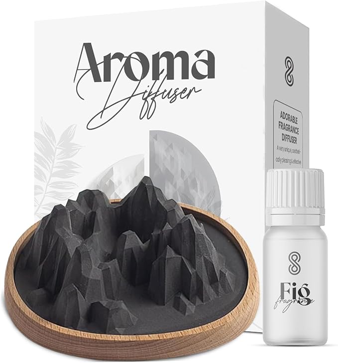 HOME ARCHIVE Aroma Diffuser with Aromatherapy Fragrant Oil Diffusers for Home Room Decor Fig Fragrance (Mountain Aroma Stone (Black))