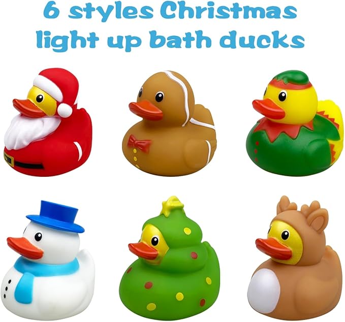 Jofan 6 Pack Light Up Ducks Bath Toys for Kids Toddlers Boys Girls Christmas Stocking Stuffers Party Favors Gifts