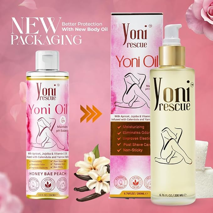 Yoni Oil For Women | Made in USA with Apricot, Jojoba, Vitamin E oil | Daily Moisturizing All Natural Feminine care Oil for Dark Spots, Ingrown Hair | pH Balance | Eliminates Odor | 6.76 oz | Vanilla