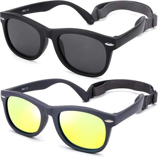 Polarized Baby Sunglasses with Strap - Unbreakable Flexible Infant Sunglasses for Toddlers Age 0-24 Months