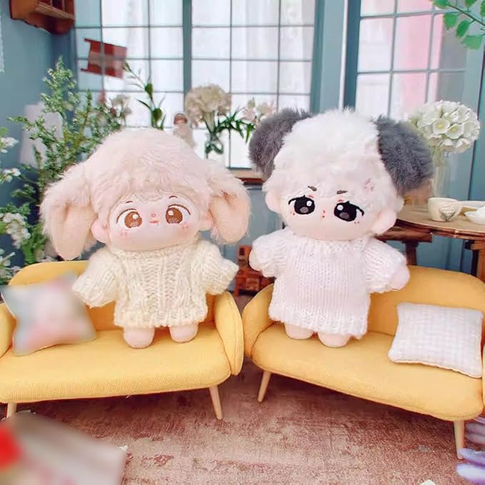 niannyyhouse 10cm-15cm Plush Doll Clothes Hat Sweater Jeans Compatible with 17cm Labubu Doll Dress Up (a5)