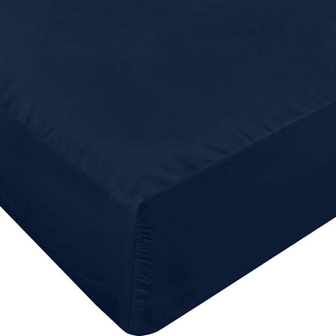 NHNHN Fitted Sheet-Deep Pockets-Soft Microfiber-Easy Care-Shrinkage and Fade Resistant-Fitted Sheets King Size for Girl Woman Teens Kids-Only 1 Fitted Sheet (King, Navy)