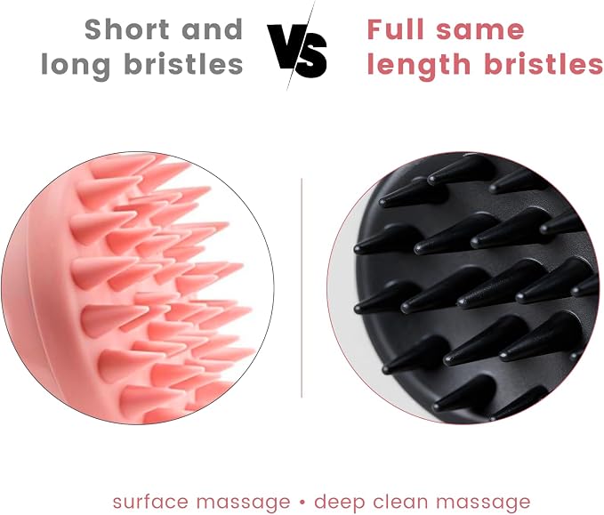 100% Silicone Scalp Massager,Scalp Scrubber for Hair Growth,Black | 1 PCS Gift Box,2 Seamless Hair Clips Included,Soft-touch Grip,Quick lathering,Anti-Dandruff, Wet & Dry Use for All Hair Types