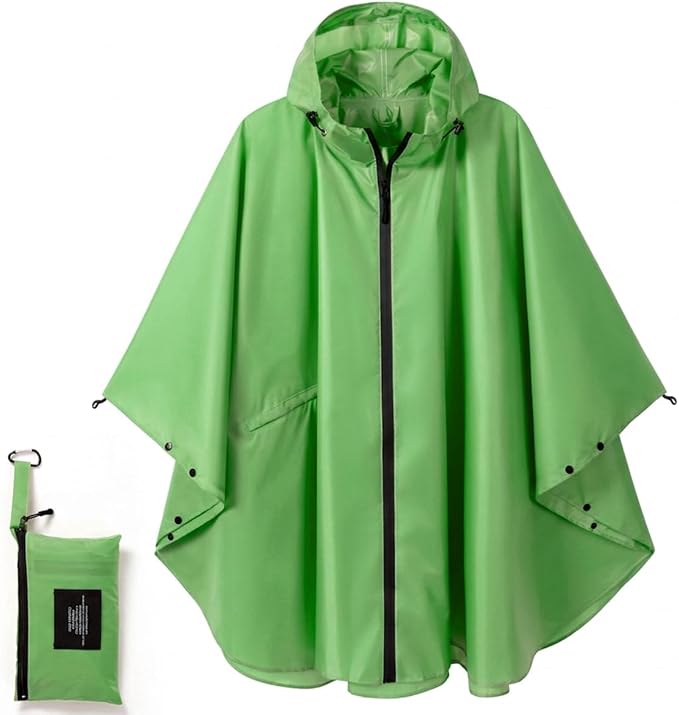 Fashion Hooded Rain Poncho Waterproof Raincoat Jacket with pocket for Women/Men/Adult
