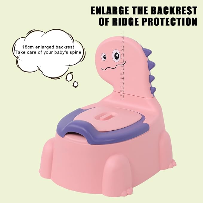 Potty Training Toilet, Dinosaur Potty Training Toilet Seat, Separated Dinosaur Training Potty for Toddlers with Non-Slip Rubber Mat Backrest, Portable Potty Chair for Boys and Girls Travel