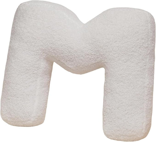 MOJUN Letter Plush Pillow, Soft Sofa Cushion Nursery Decor Kids Room Throw Pillow Cute A to Z Initial Letter Pillow Alphabet Cushion for Sofa Couch Living Room Bed Car Decoration, M
