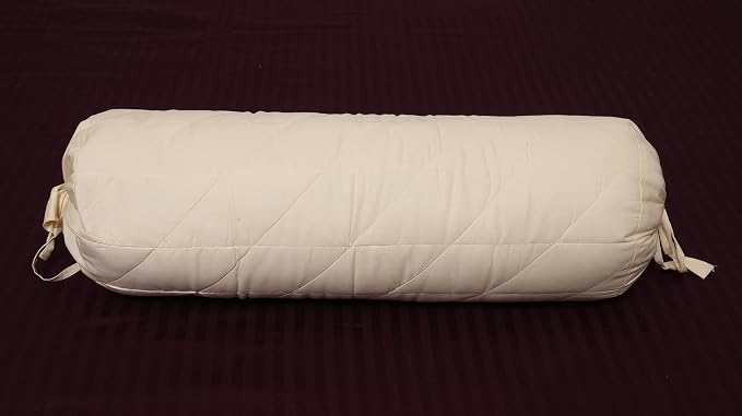 Saffron HANDICRAFTS Bolster Pillow Cover ,Cotton with Draw String Closure Easy to Removable n Washable 8" Diameter c 24 " Long (20 cm x 60 cm) (Ivory)