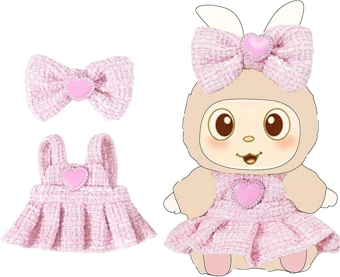 Clothes for Doll (NO Doll), 2 Piece Outfits Set for 17cm Accessories Suit,Girls Premium Fashion Jump Dress, Pink