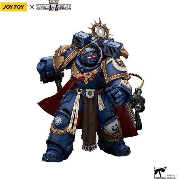 JoyToy Warhammer 40K Ultramarines Marneus Calgar, Chapter Master with MKX Gravis Armour and Gauntlets of Ultramar 1:18 Scale Action Figure Mecha Joy Toy Collection Model 5.3in