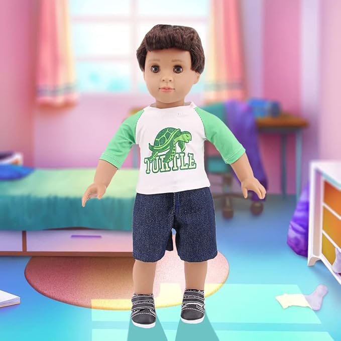 Ecore Fun 5 Sets Boy Doll Clothes and 3 Pairs of Shoes Fit for 18 Inch Boy Dolls Clothes Outfit Birthday Reward Gift for Kids