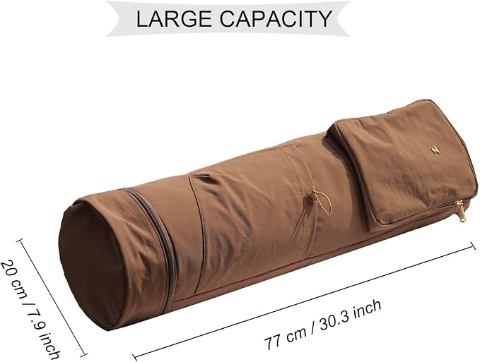 ESVAN Yoga Mat Bag with Multi Pockets Drawstring Yoga Mat Carrier Pilates Exercise Multi-Functional Storage Bag