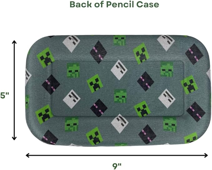 Innovative Designs Minecraft Pencil Case Set with Stickers and Gel Pens for Kids, Molded with Zip Closure