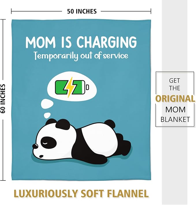 Craftique Mom Birthday Gifts, Funny Gifts for Mom- Mom's Charging Blanket | Mom Gifts for Women from Daughter Son Husband, Super Soft Blanket Throw for Napping Travel, 60”×50”