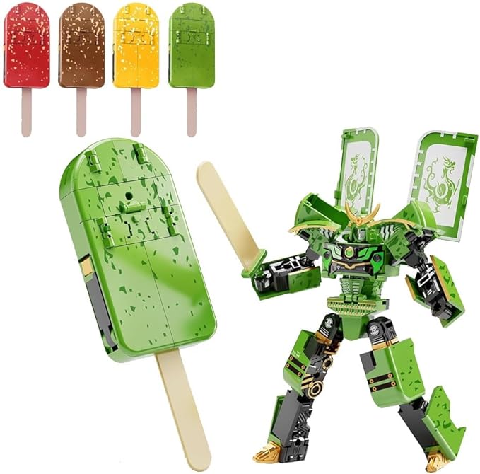 Ice Cream Transformer Toy, Transform into Robot Action Figure, 2 in 1diy Creative Transformations, Early Educational Brain Blocks,Birthday Party Favors Gift for Kids & Adults Action Figures
