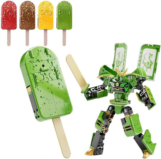 Ice Cream Transformer Toy, Transform into Robot Action Figure, 2 in 1diy Creative Transformations, Early Educational Brain Blocks,Birthday Party Favors Gift for Kids & Adults Action Figures