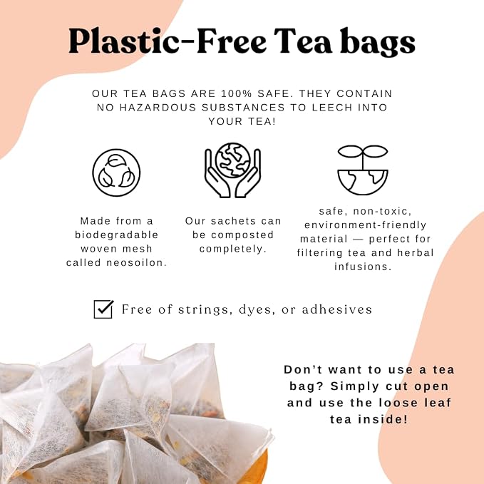 Organic Turmeric Ginger Loose Leaf Tea Bags – Immunity Tea, Wellness Tea, Caffeine Free, AIP Autoimmune Protocol, Whole30 Paleo, Ayurvedic Rooibos Golden Tonic Herbal Blend, 15 Count