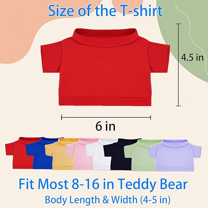 Personalized Teddy Bear Clothes with Photo Text, Custom Stuffed Animal Clothing Fit 8-16inch Stuffed Bear Clothes, Personalized Doll Clothing Make Your Own Plush Doll Shirt