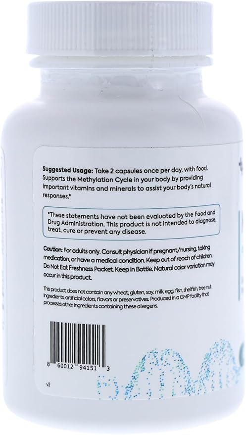 LIFEDNA Methyl + Methylfolate - Methylated Folate Vitamins Active 5-MTHF TMG Optimized Homocysteine, Brain, Cardiovascular Highly Bioavailable, MTHFR Supplement