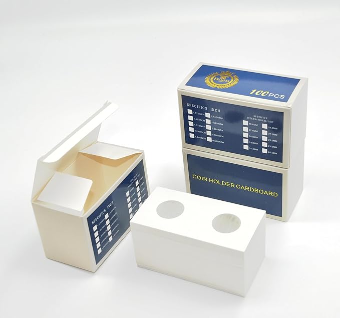 Boen 300Pcs 23mm/(0.9 Inch) Coin Flips for Nickel Coin Holders for Colletors The Coin Collection Supplies Coin Cardboard Coin Flips for Coin Collection