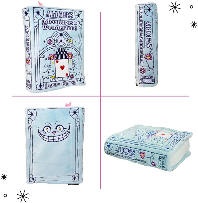 Punchkins Alice in Wonderland Book Plush, Soft Collectible Gift for Book Lovers, Readers, Teachers, Bookworms– Literary Decor for Library, Office, or Study– 11x7/PillowSize