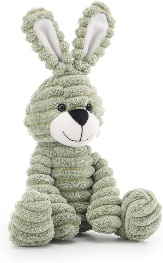 Apricot Lamb Corduroy Green Bunny Stuffed Animals for Kids, Soft Cute Plush Toys for Baby Girl and Boy, 6.3 Inches