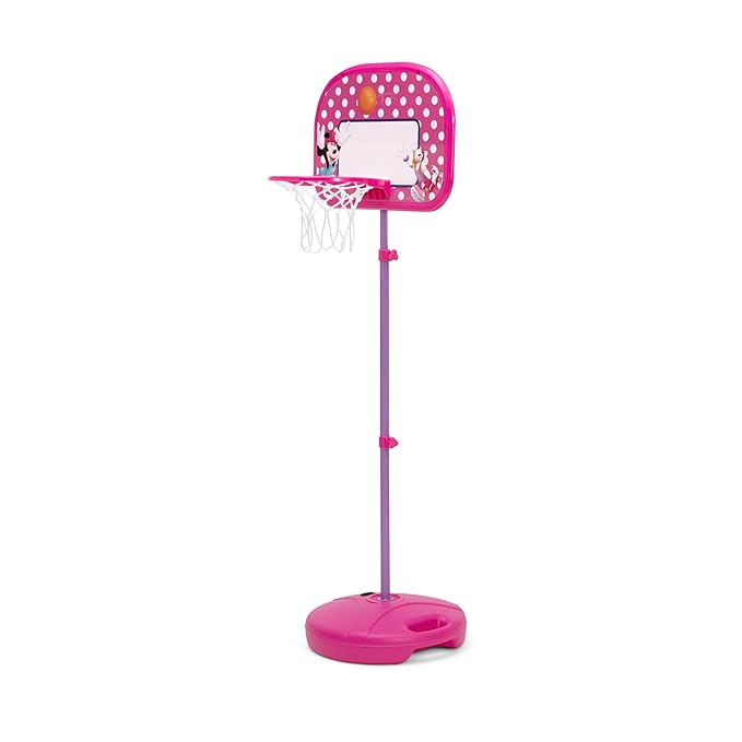 Delta Children - Disney Minnie Mouse Kids Basketball Hoop Set, Height Adjustable Toddler Basketball Goal with Stand, Indoor Outdoor Sports Toy, Includes Ball and Pump, Pink