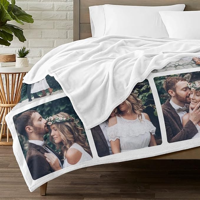 inkArts Personalized Blanket with Photo, Custom Photo Blanket, Customized Picture Blankets, Customizable Blankets, Personalized Anniversary Couple Gifts for Women Men Her Him Girlfriend Boyfriend