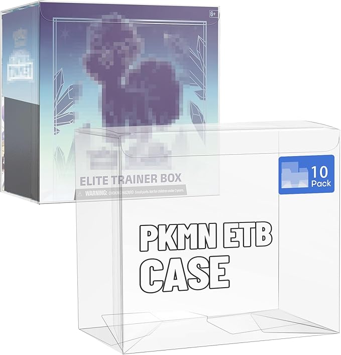 10 Pack Clear PKMN ETB Protector Case, PKMN Elite Trainer Box Protector, PET Plastic Display Box Protector for Collectors Gifts Elite Trainer Boxes - 0.5mm Thick (Pack of 10)