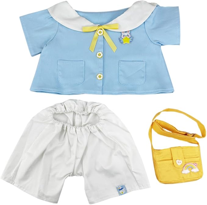 14"-18" Stuffed Animal Clothes Coat Pants Backpack School Uniform Make Your Own Stuffed Animals Dress Up Accessories (Blue)